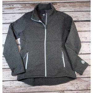 STIO Womens XL‎ Sweetwater Full Zip Up Fleece Jacket Coat Heather Gray Logo